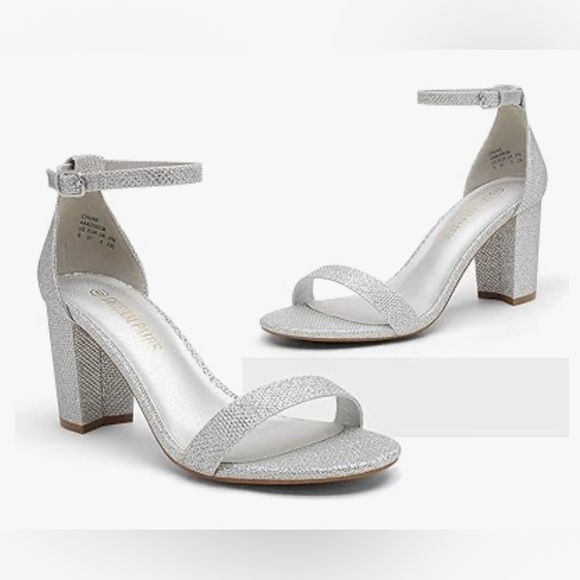 Dream Pairs Woman’s Silver Heels Sandals Size 10 - Picture 6 of 7